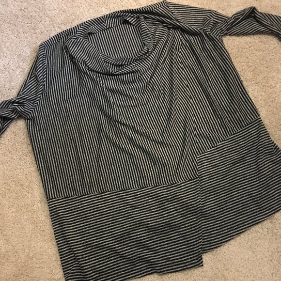 Jones New York Modern Grey and Black Pinstripe Wrapover Sweater - Picture 12 of 16